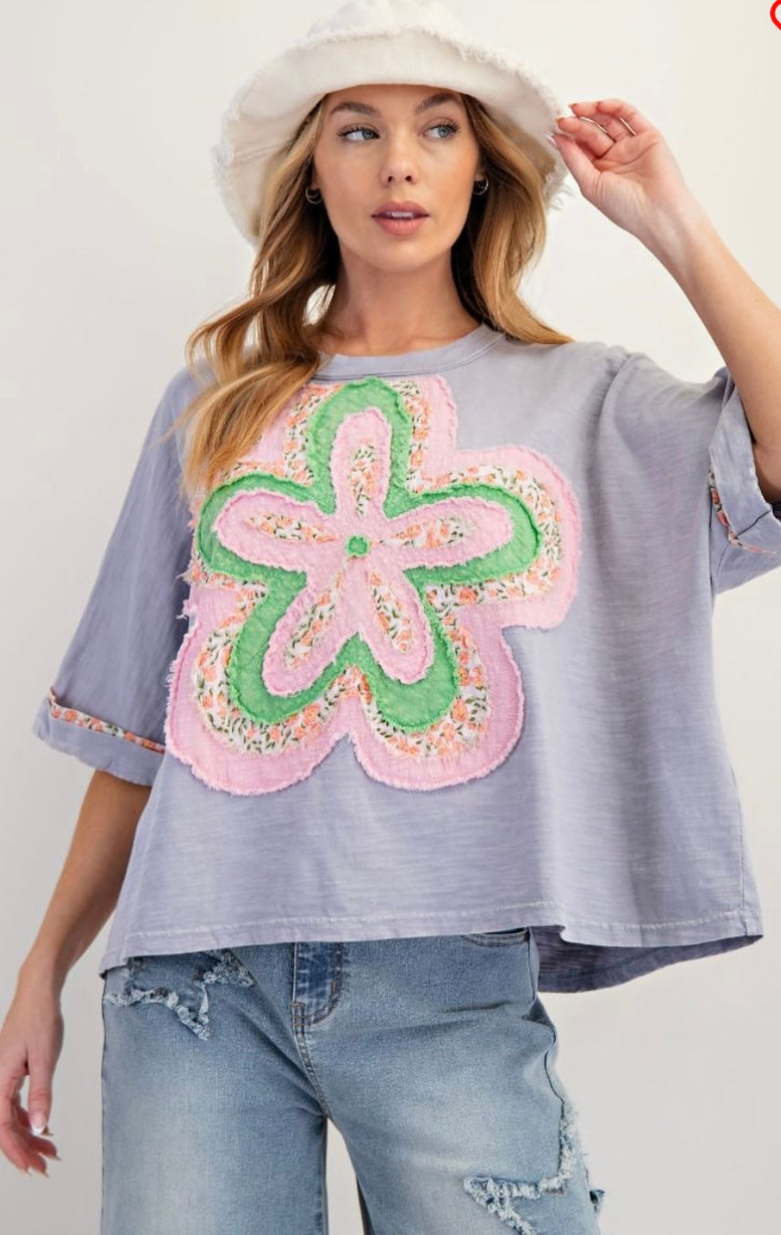 A Flower Patch Top Grey