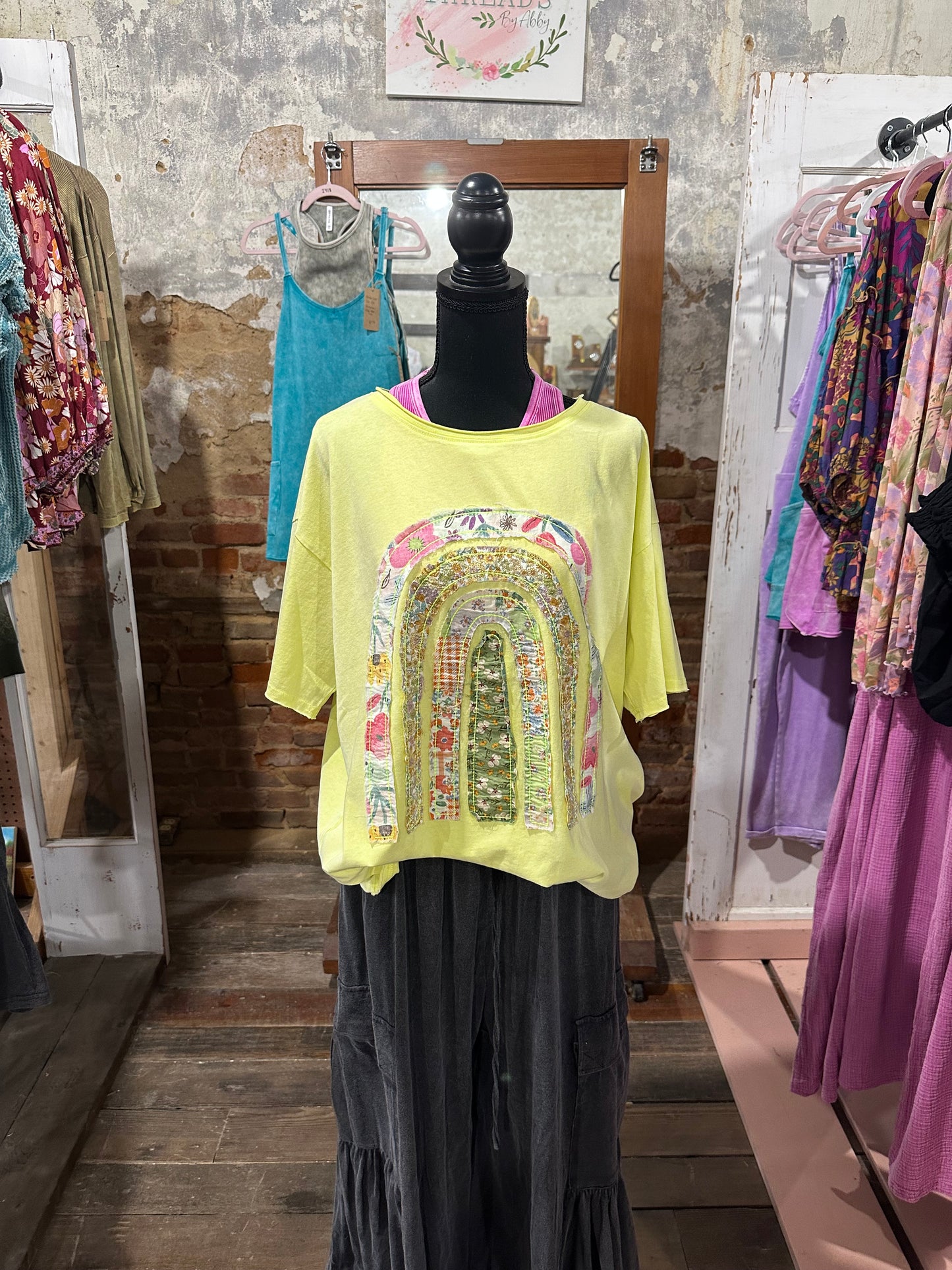 A Rainbow yellow tee