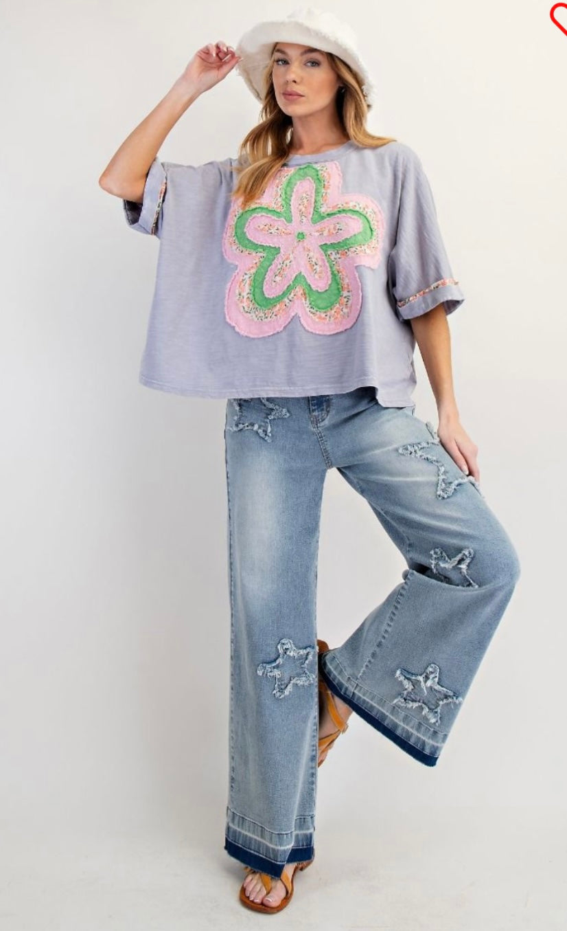 A Flower Patch Top Grey