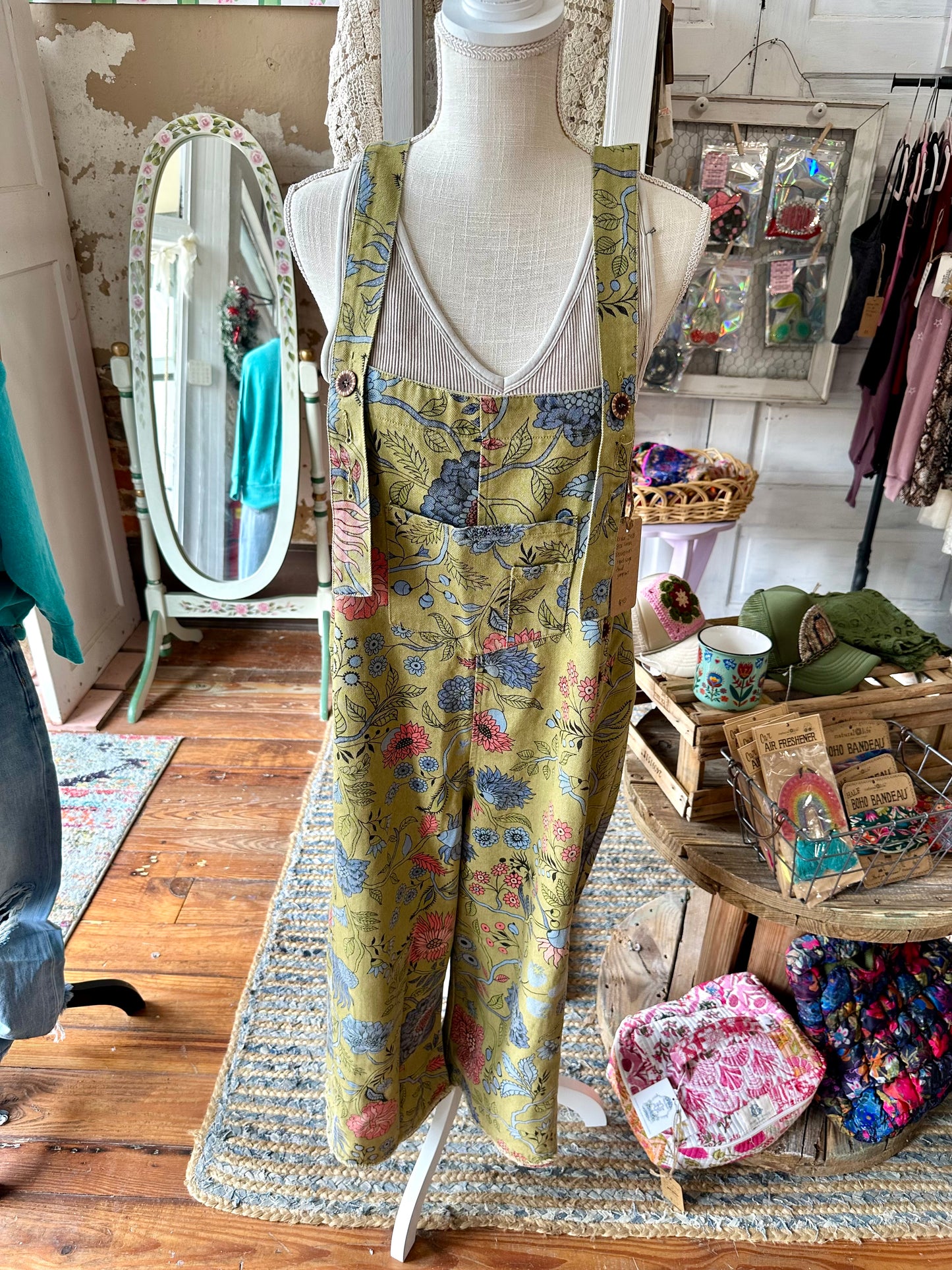 Easel sage floral jumpsuit