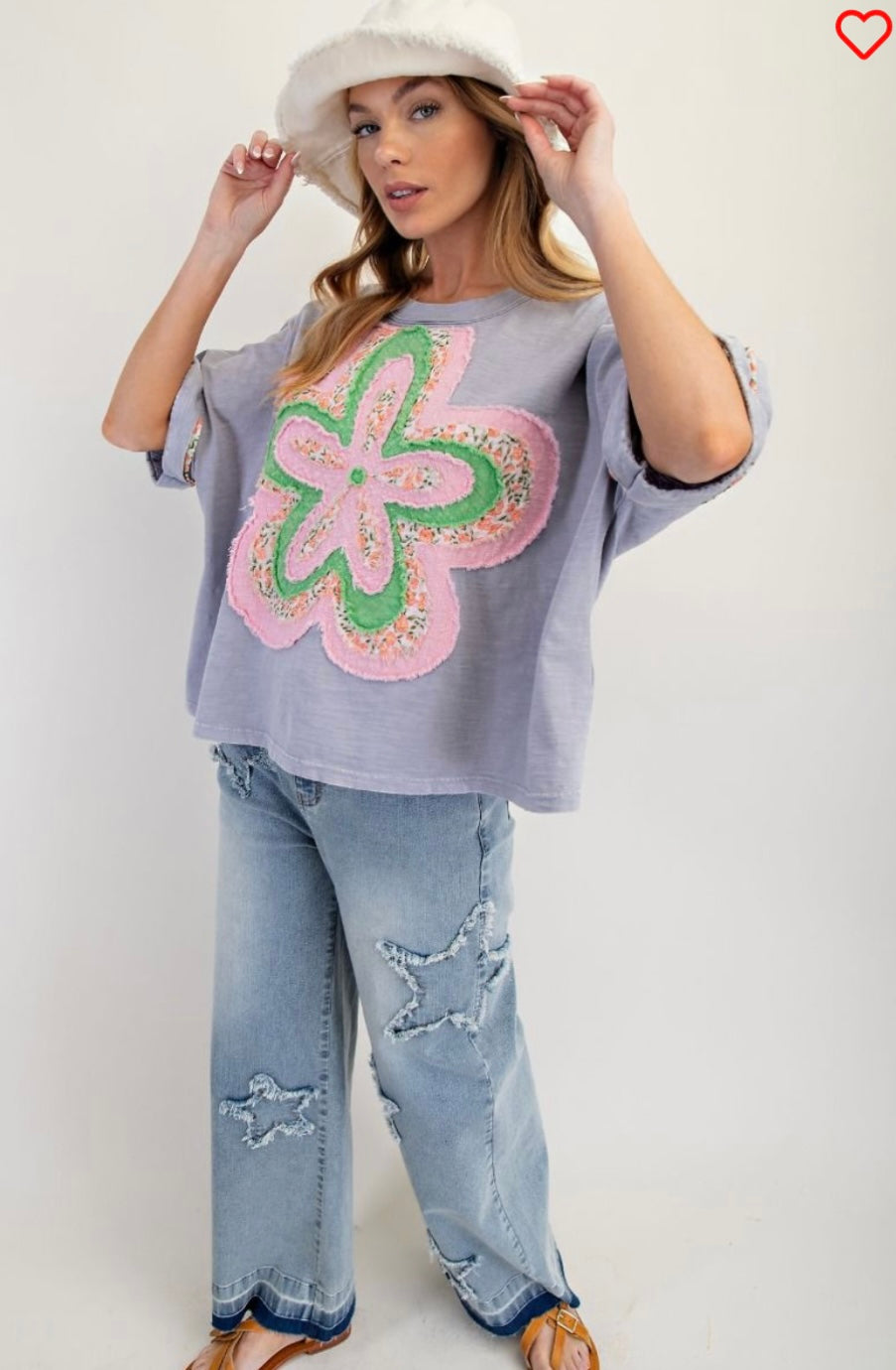 A Flower Patch Top Grey