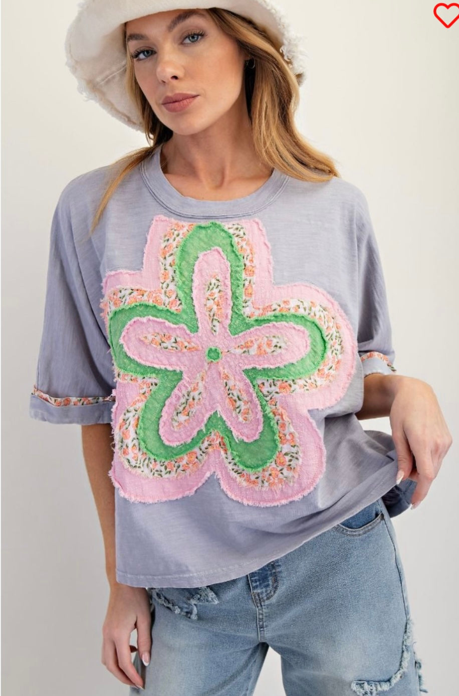 A Flower Patch Top Grey