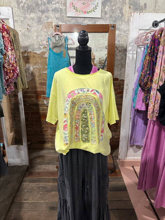 A Rainbow yellow tee