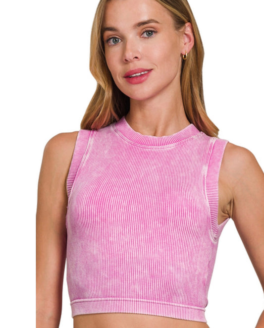 A bright mauve tank