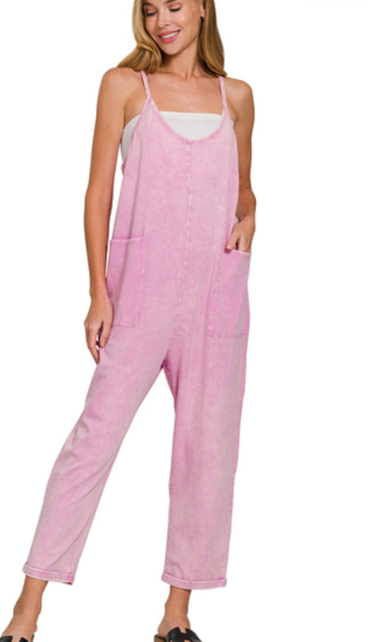 Acid wash pink jumpsuit