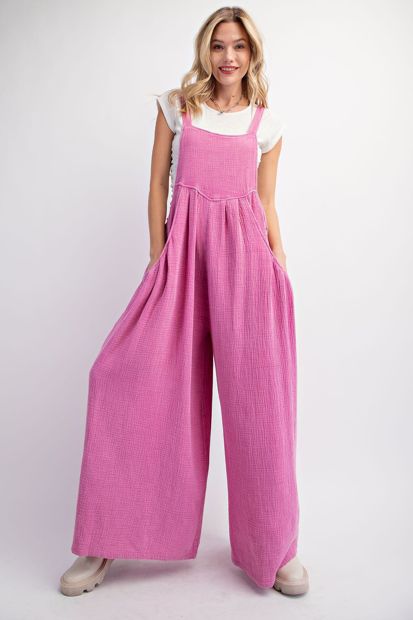 Tickled Pink Waffle Jumpsuit